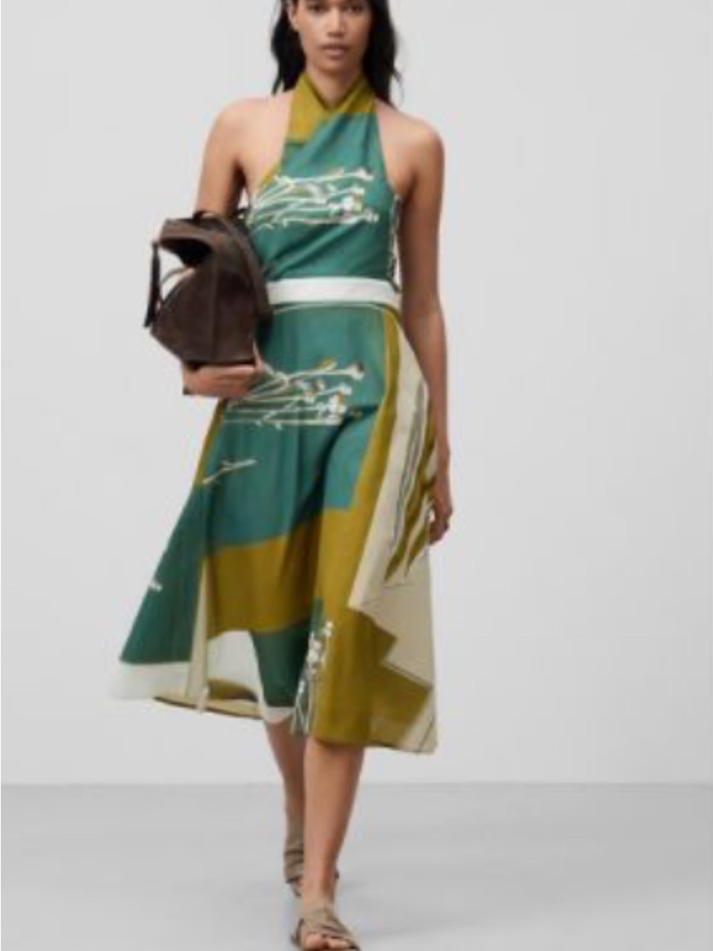Adolfo Domínguez dress green and white geometric pattern halter size 36 (2/XS)